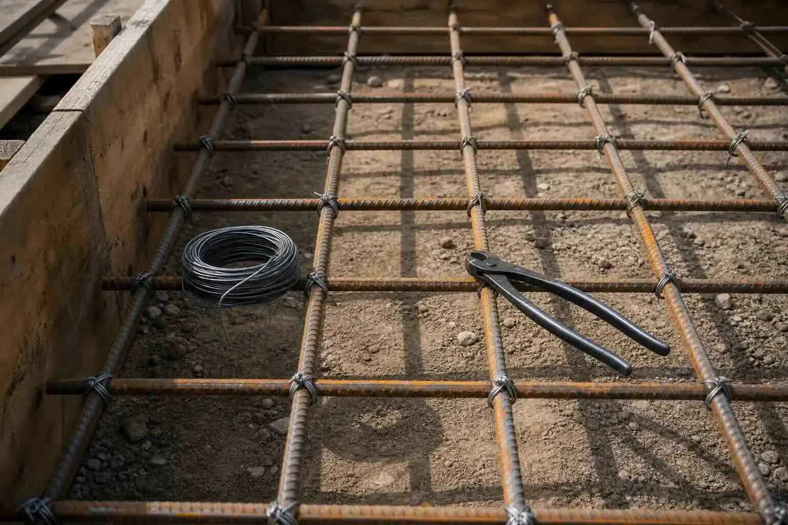 Bewehrung in der Schalung vor dem Betonieren