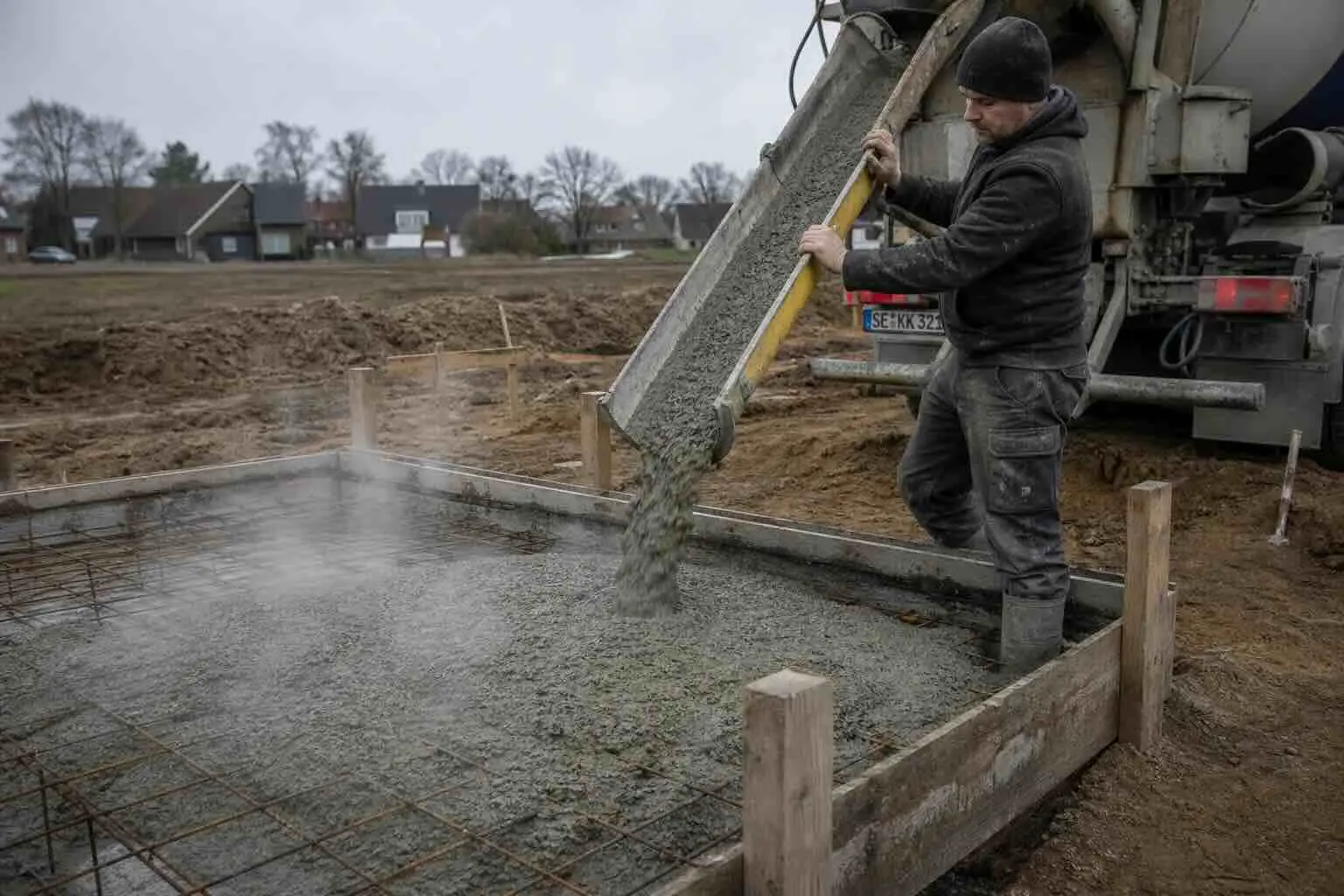 Frisches Fundament auf einer Baustelle