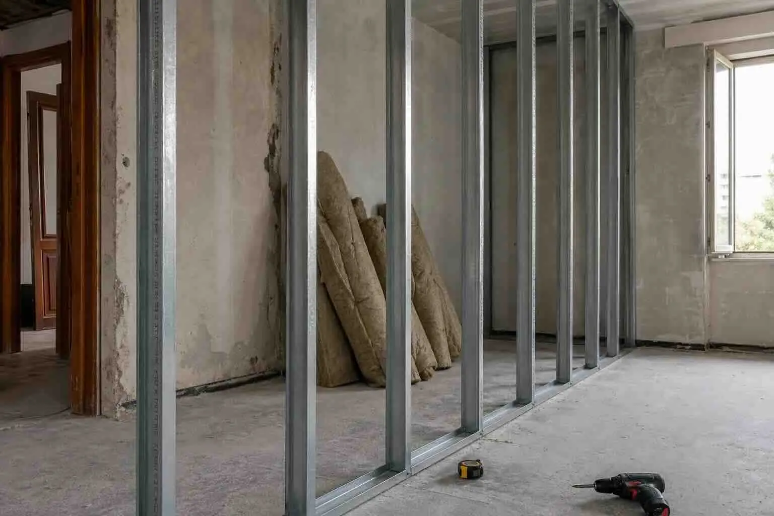 Metallständerwerk einer Trockenbauwand